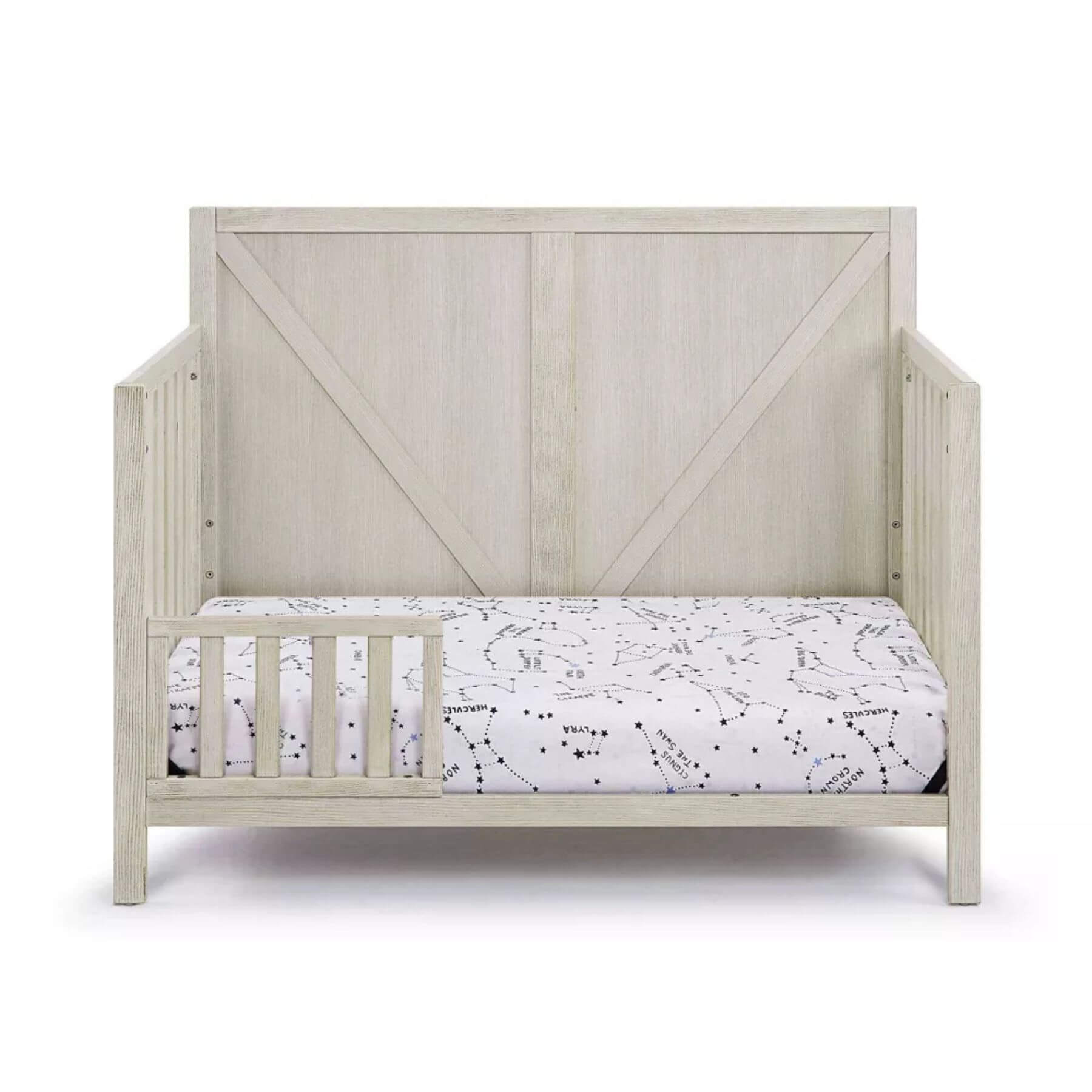 Barnside 4-in-1 Convertible Crib Washed Gray converted to toddler bed