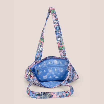 tokidoki Be Light Tote Bag -  C'est la vie à Paris with a blue interior on a beige background