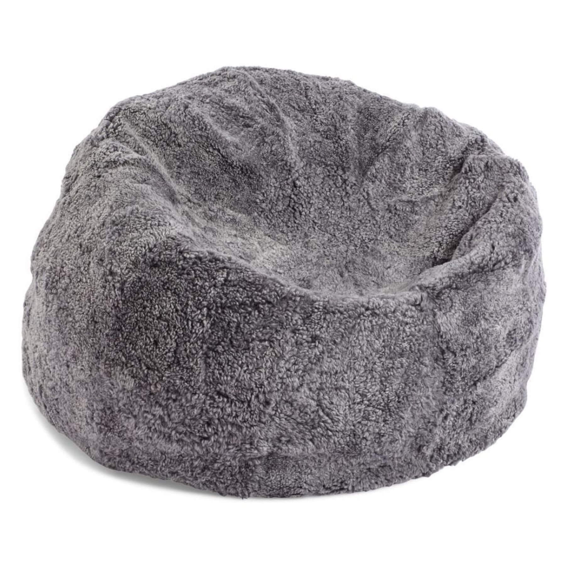 Bean Bag Chair, New Zealand Sheepskin, SW Curly, Light Grey