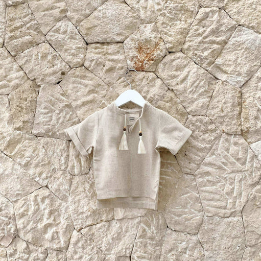 Unique Love Design Boheme Linen Shirt Cream