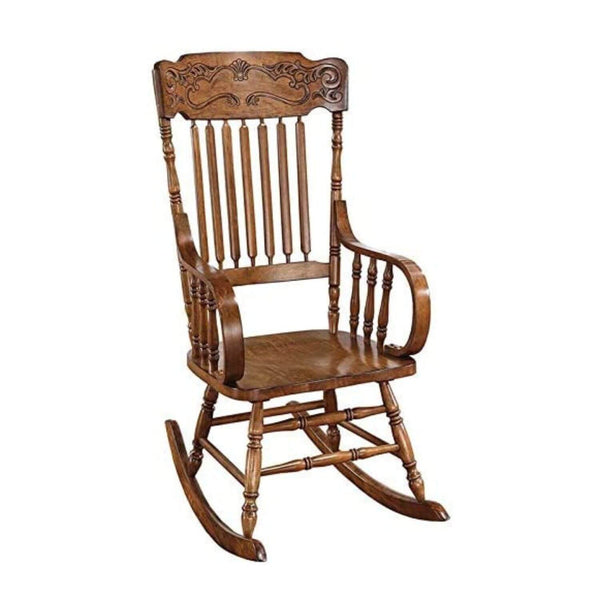 Benjara Antique Style Nursery Rocking Chair | Warm Brown