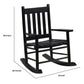 Benjara Rocking Chair with Slatted Design Back and Seat in Black