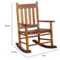 Benjara Rocking Chair with Slatted Design Back and Seat | Brown