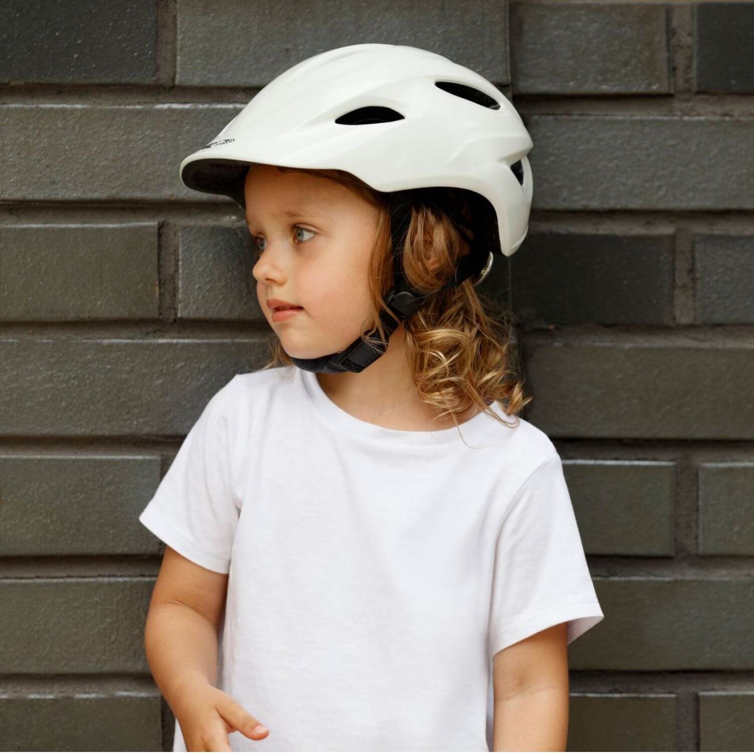 Girl Wearing Bentley Helmet Glacier White