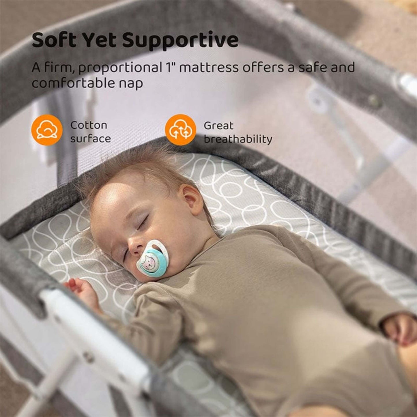 Detail View of Besrey 3-in-1 Portable Baby Bassinet Cradle