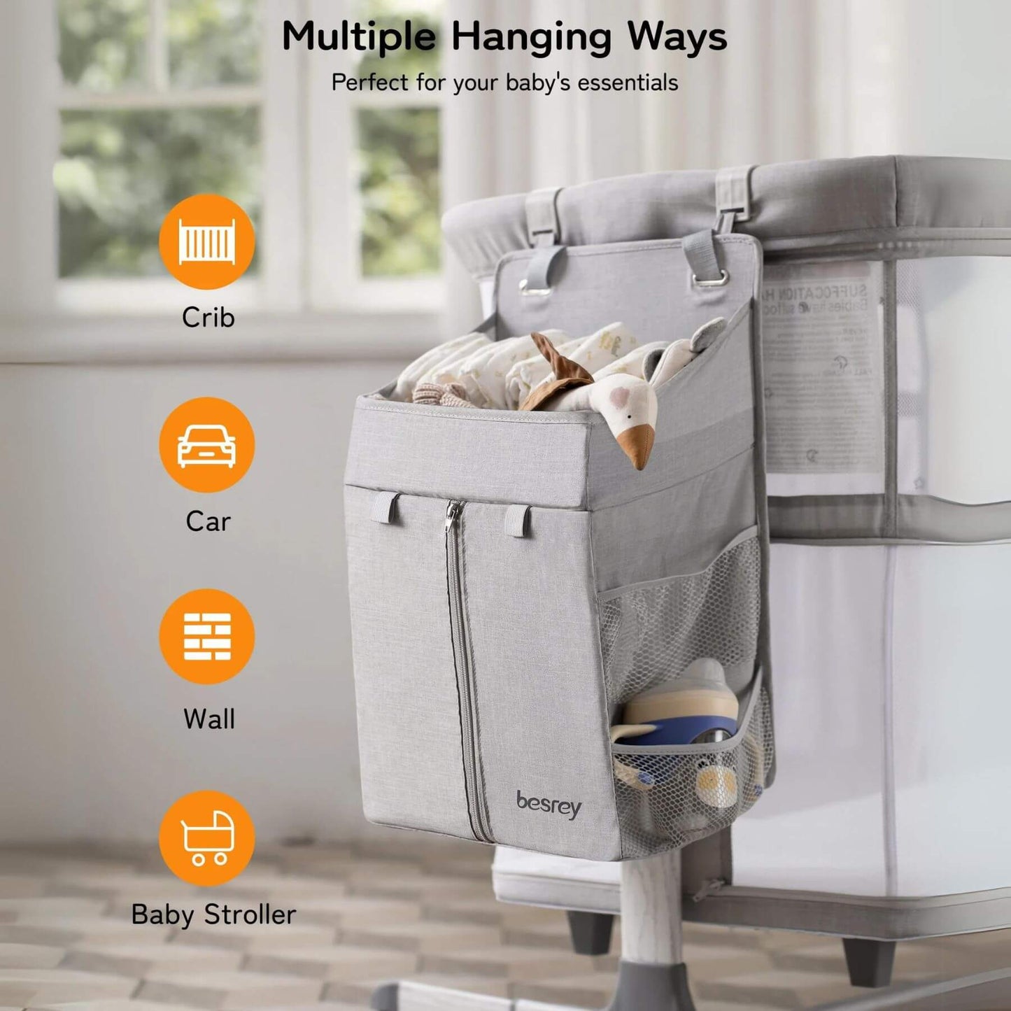 Detail View of Besrey 5-in-1 Baby Bassinet Bedside Sleeper