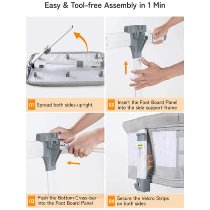 Assembly Instruction of Besrey 5-in-1 Baby Bassinet Bedside Sleeper