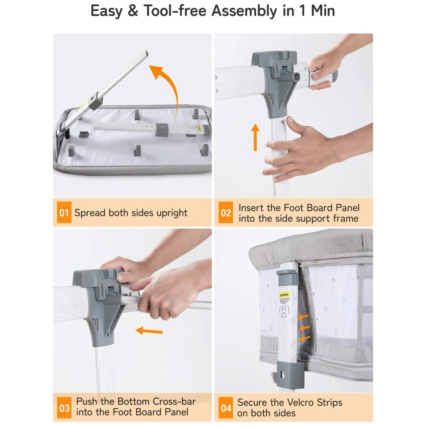 Assembly Instruction of Besrey 5-in-1 Baby Bassinet Bedside Sleeper