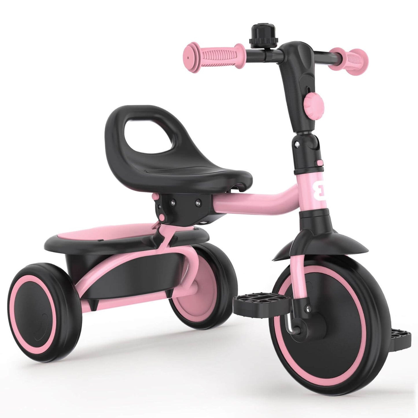 Besrey Foldable Toddler Tricycle with Handlebar Bell Pink