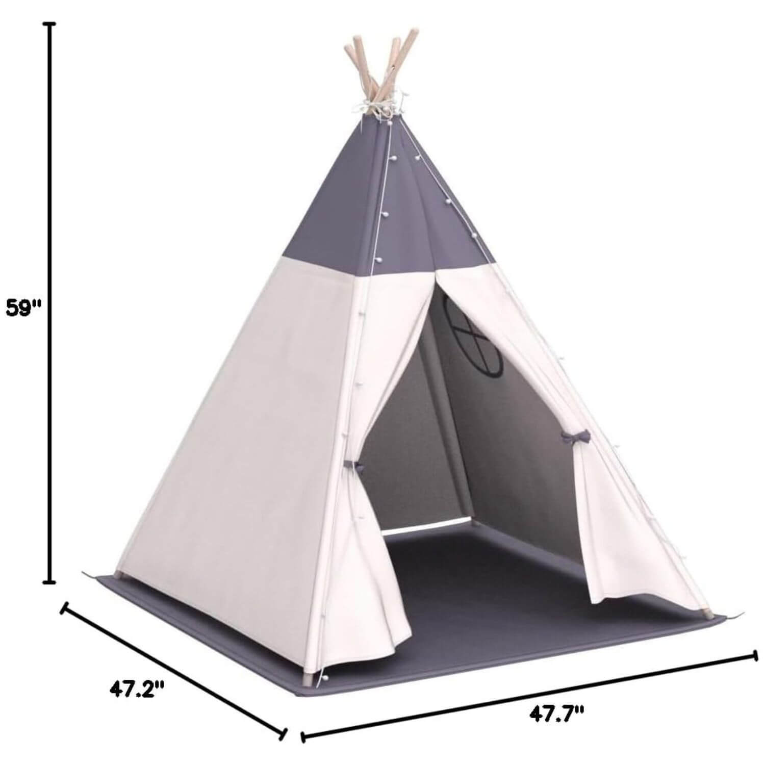 Besrey Teepee Tent for Kids with Padded Mat & Light Gray