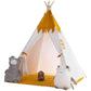 Besrey Teepee Tent for Kids with Padded Mat & Light Yellow