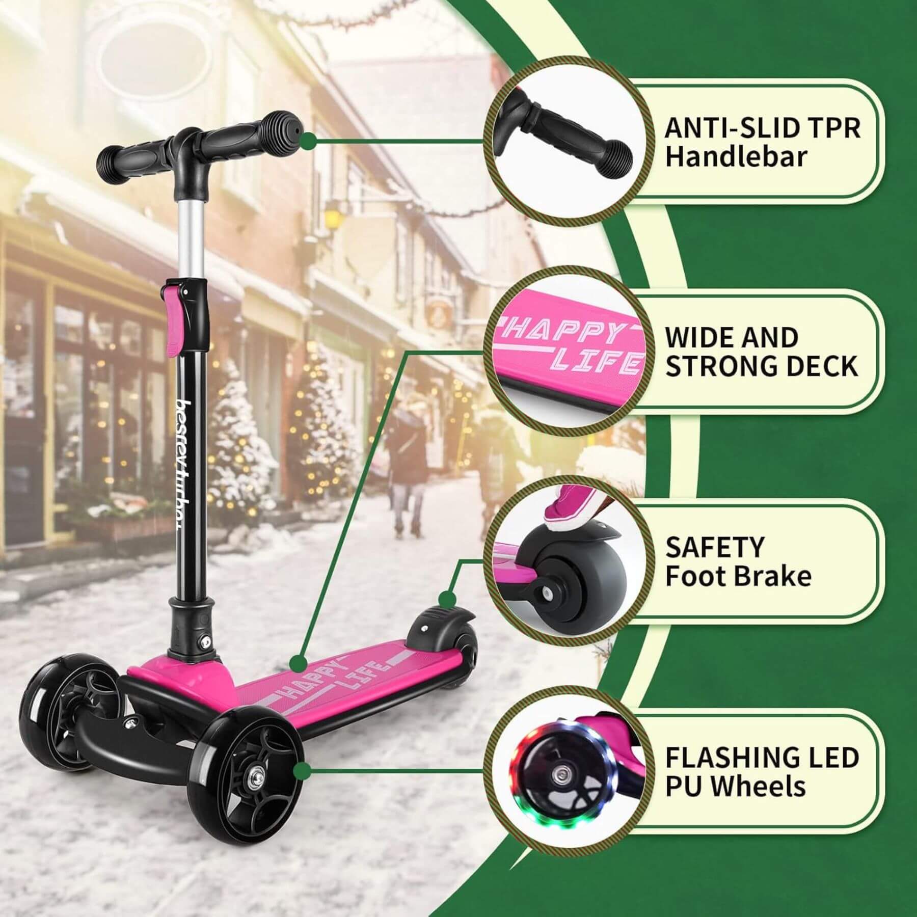 Besrey Toddler 3-Wheel Scooter - Features