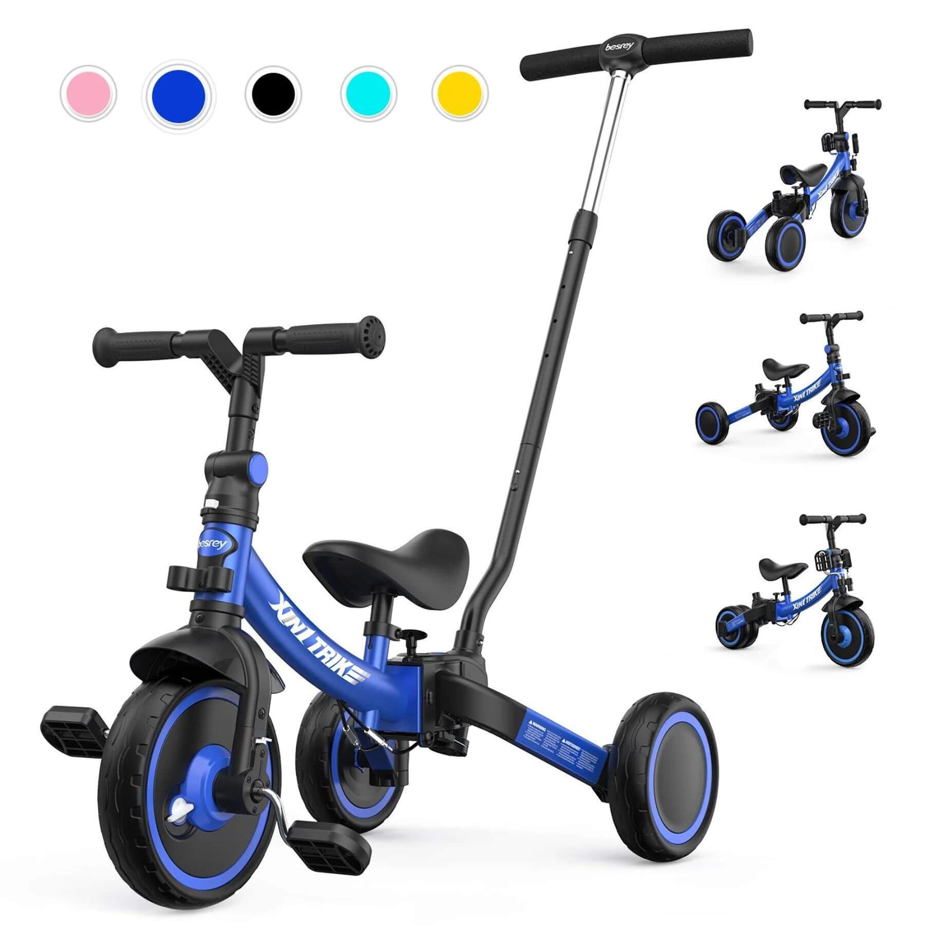 Besrey Toddler 7-in-1 Trike Tricycle Blue