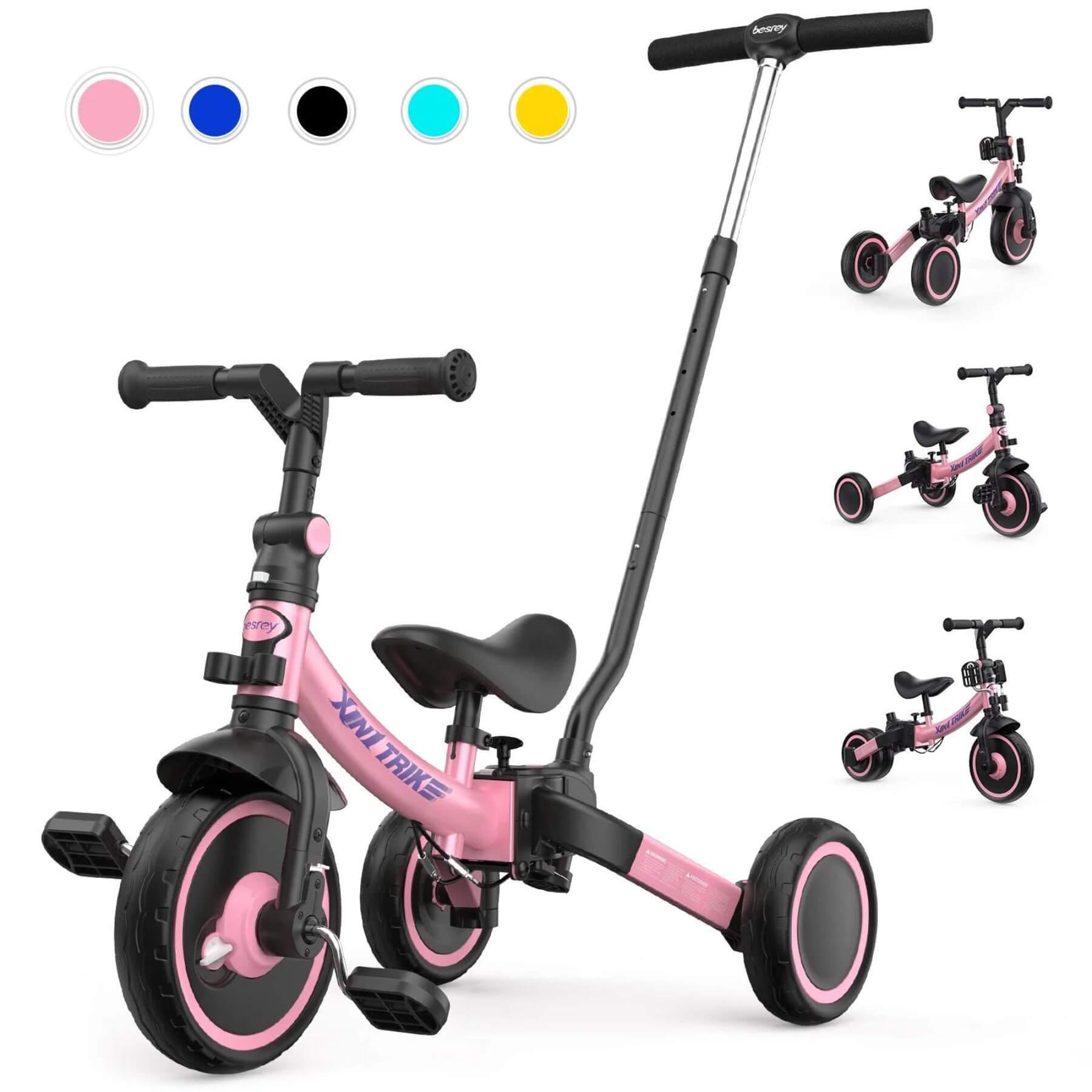 Besrey Toddler 7-in-1 Trike Tricycle Pink