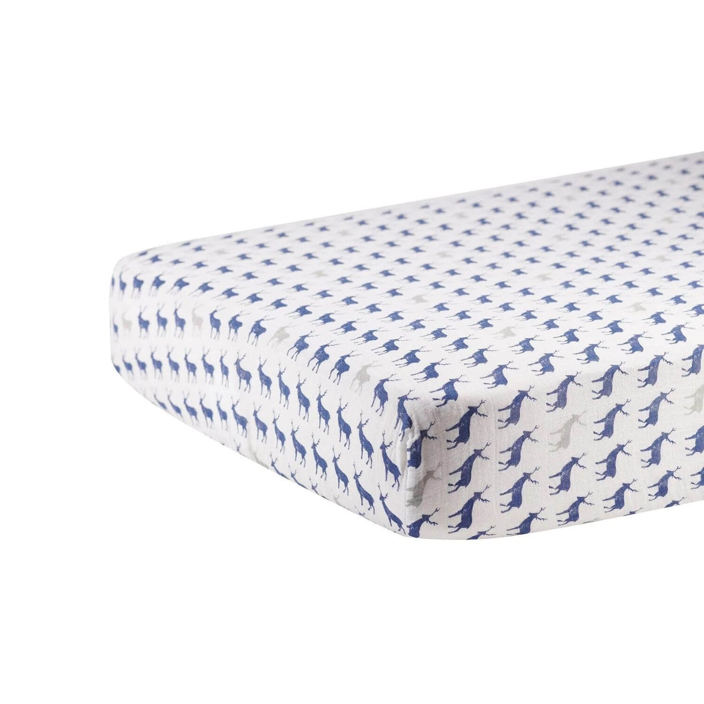 Newcastle Classics Blue Deer Cotton Muslin Crib Sheet