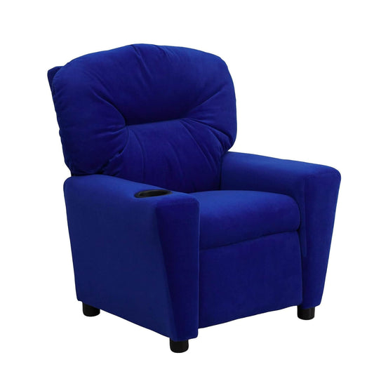 Flash Furniture Contemporary Blue Microfiber Kids Recliner w/ Cup Holder