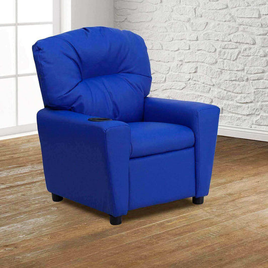 Flash Furniture Contemporary Blue Vinyl Kids Recliner w/ Cup Holder