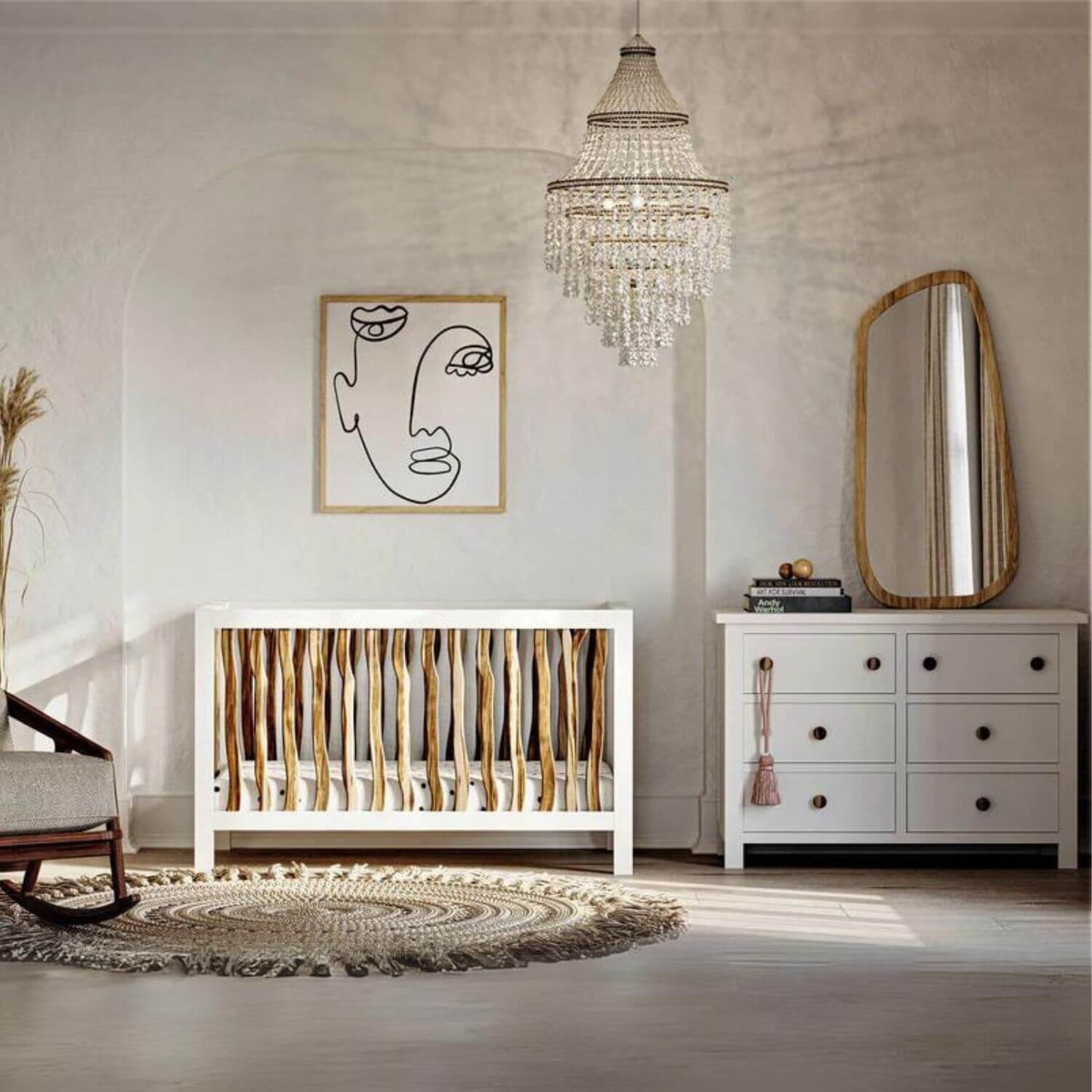 Milk Street Branch 4-in-1 Convertible Crib Acacia with Snow - Lifestyle
