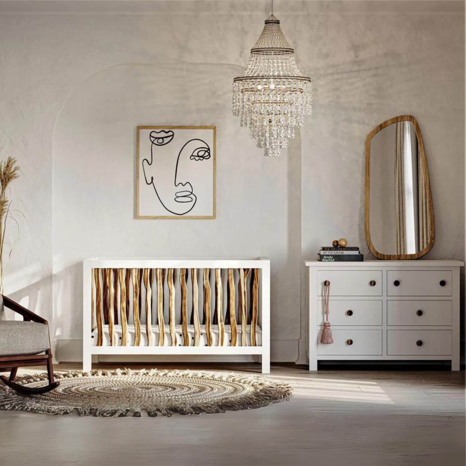 Milk Street Branch 4-in-1 Convertible Crib Acacia with Snow - Lifestyle
