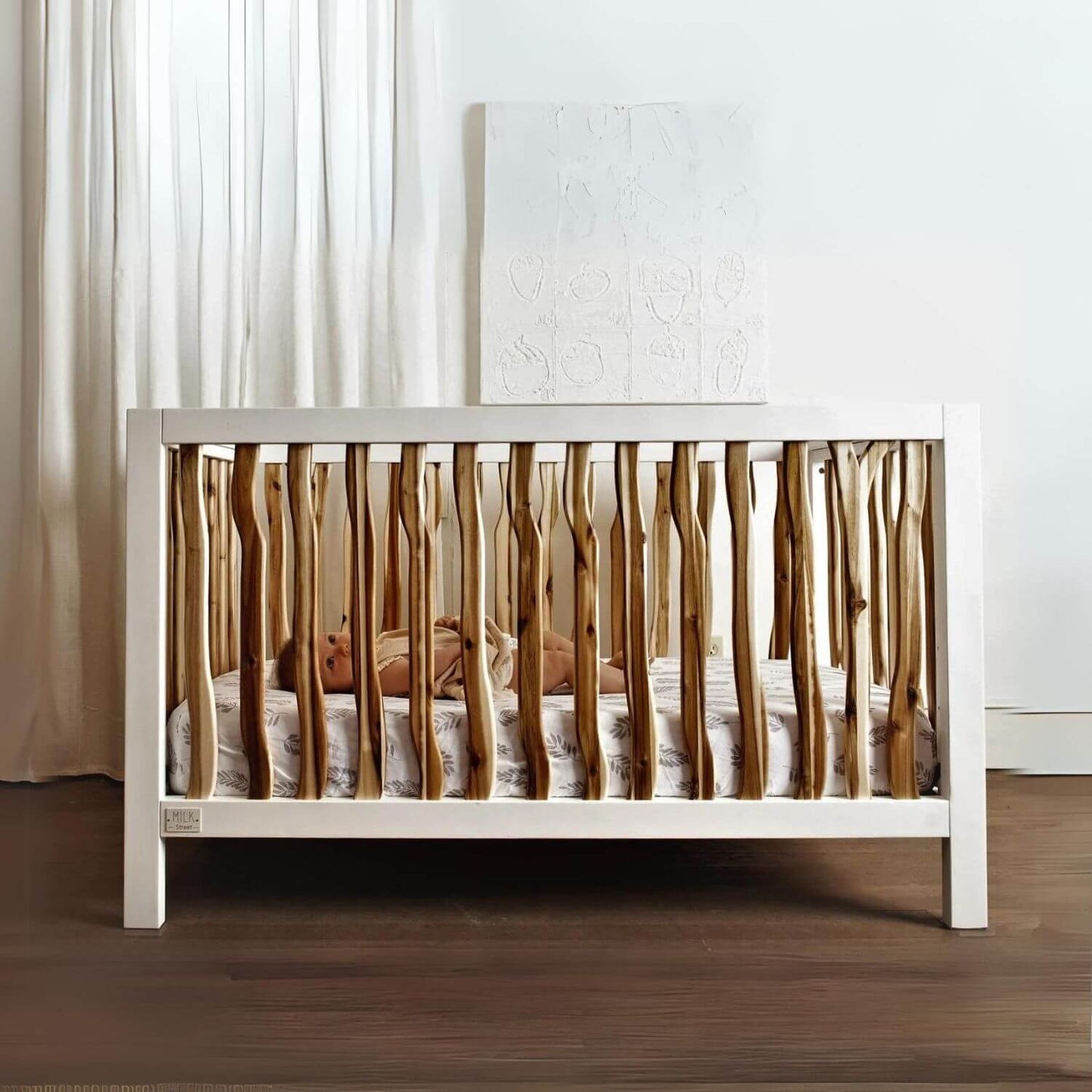 Milk Street Branch 4-in-1 Convertible Crib Acacia with Snow - Lifestyle
