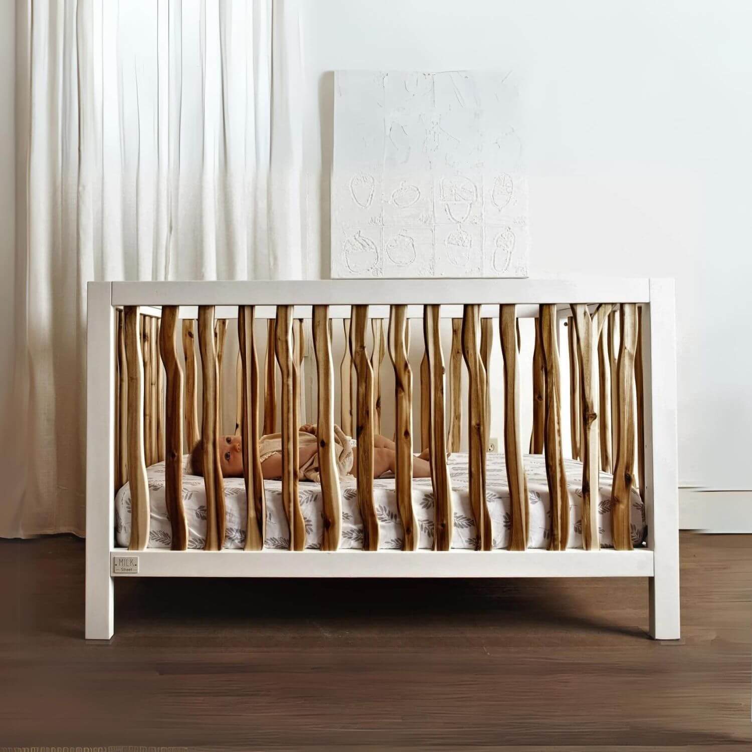 Milk Street Branch 4-in-1 Convertible Crib Acacia with Snow - Lifestyle