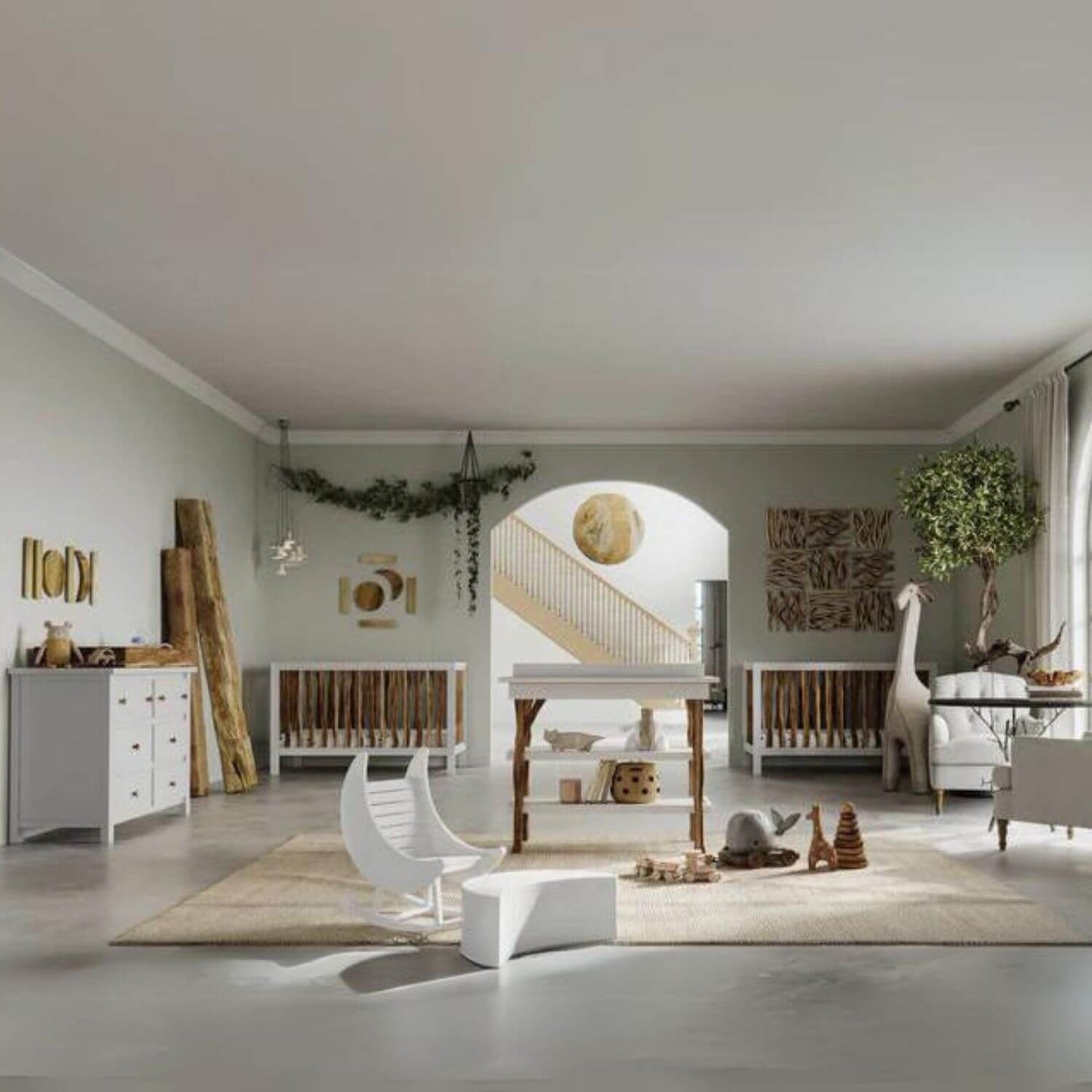 Milk Street Branch 4-in-1 Convertible Crib Acacia with Snow - Lifestyle