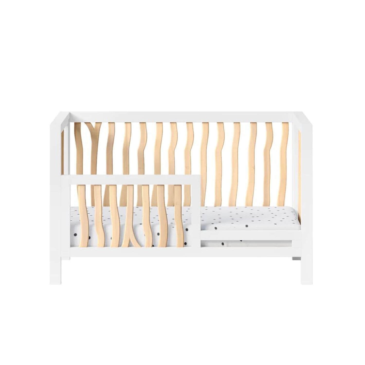 Milk Street Branch 4-in-1 Convertible Crib Natural with Snow - Converted to a Toddler Bed