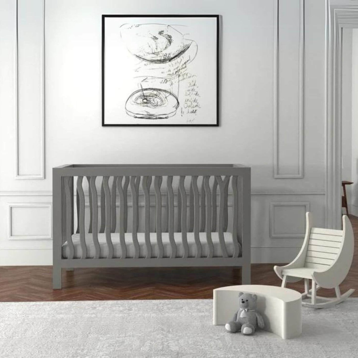 Milk Street Branch 4-in-1 Convertible Crib Stone Grey - Lifestyle