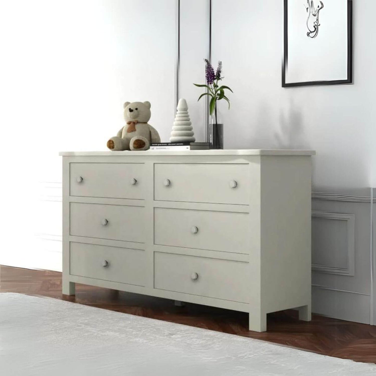 Milk Street Branch 6 Drawer Double Dresser Snow - Lifestyle