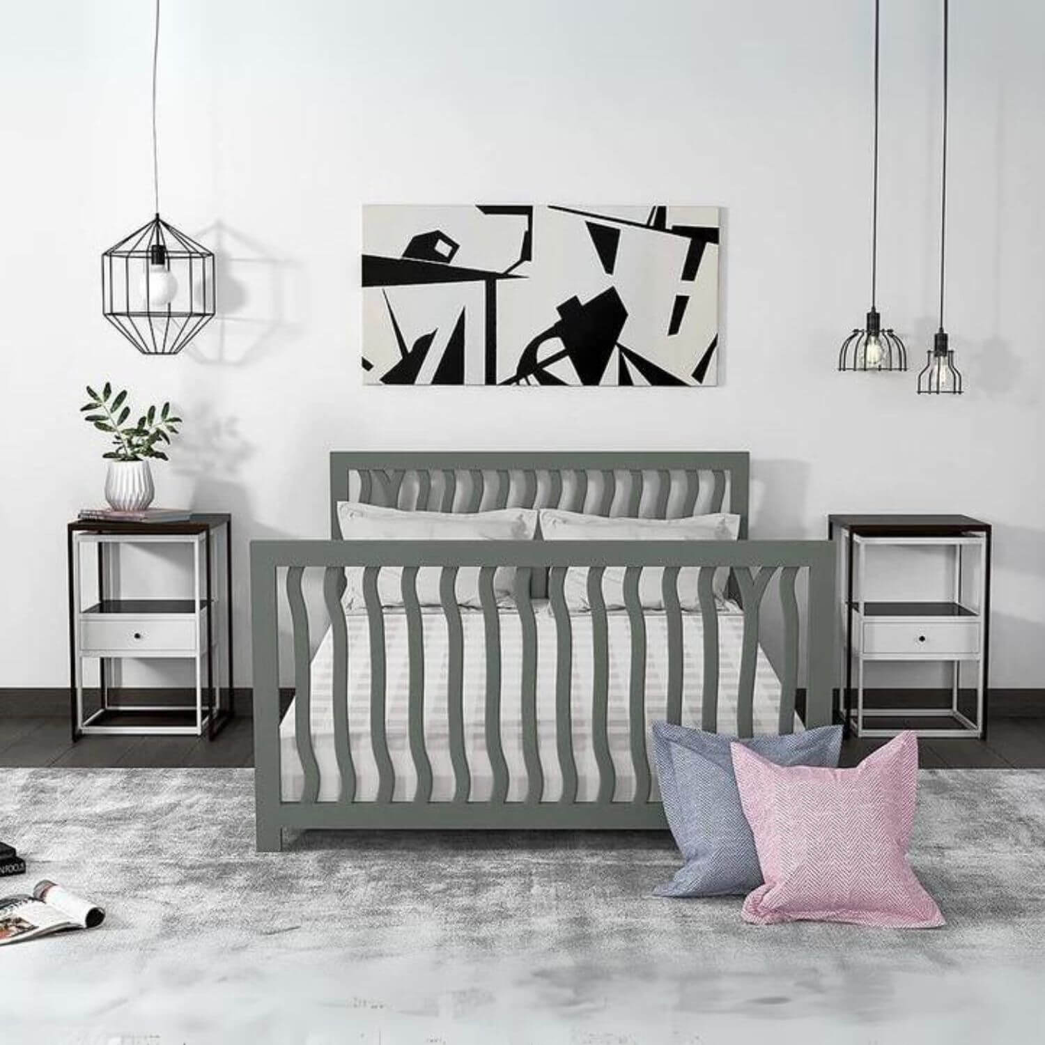 Milk Street Branch Full Bed Conversion Kit Stone Grey - Lifestyle