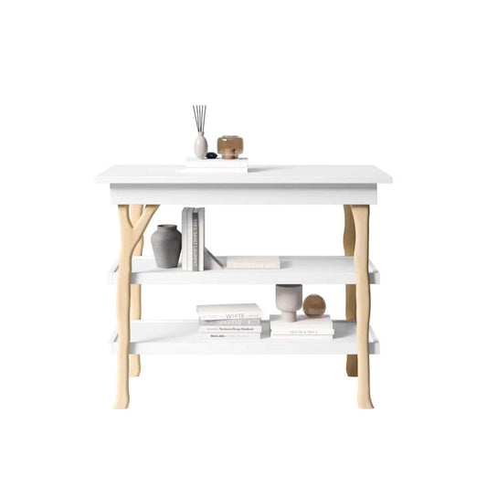Milk Street Branch Open Shelf Changer Table Natural with Snow