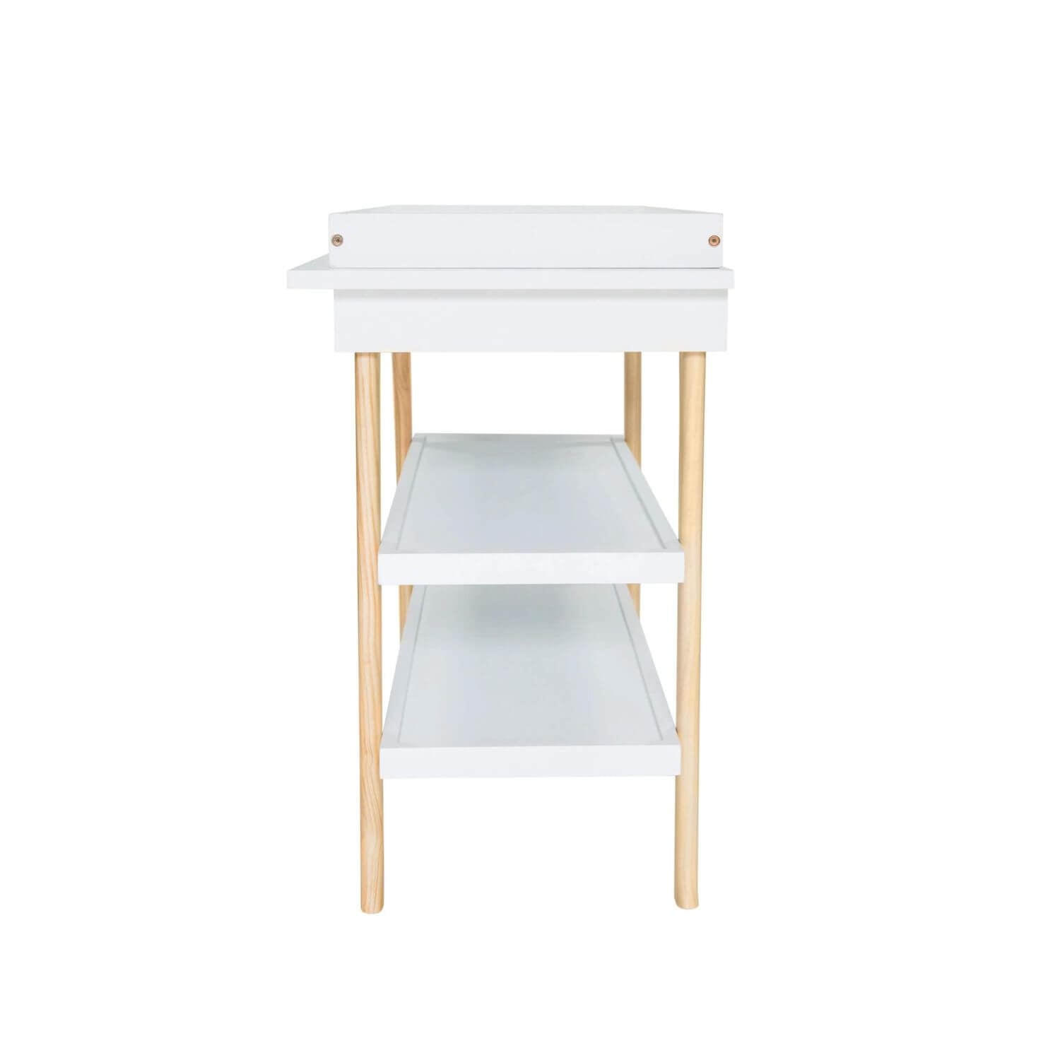 Milk Street Branch Open Shelf Changer Table Natural with Snow - Side View