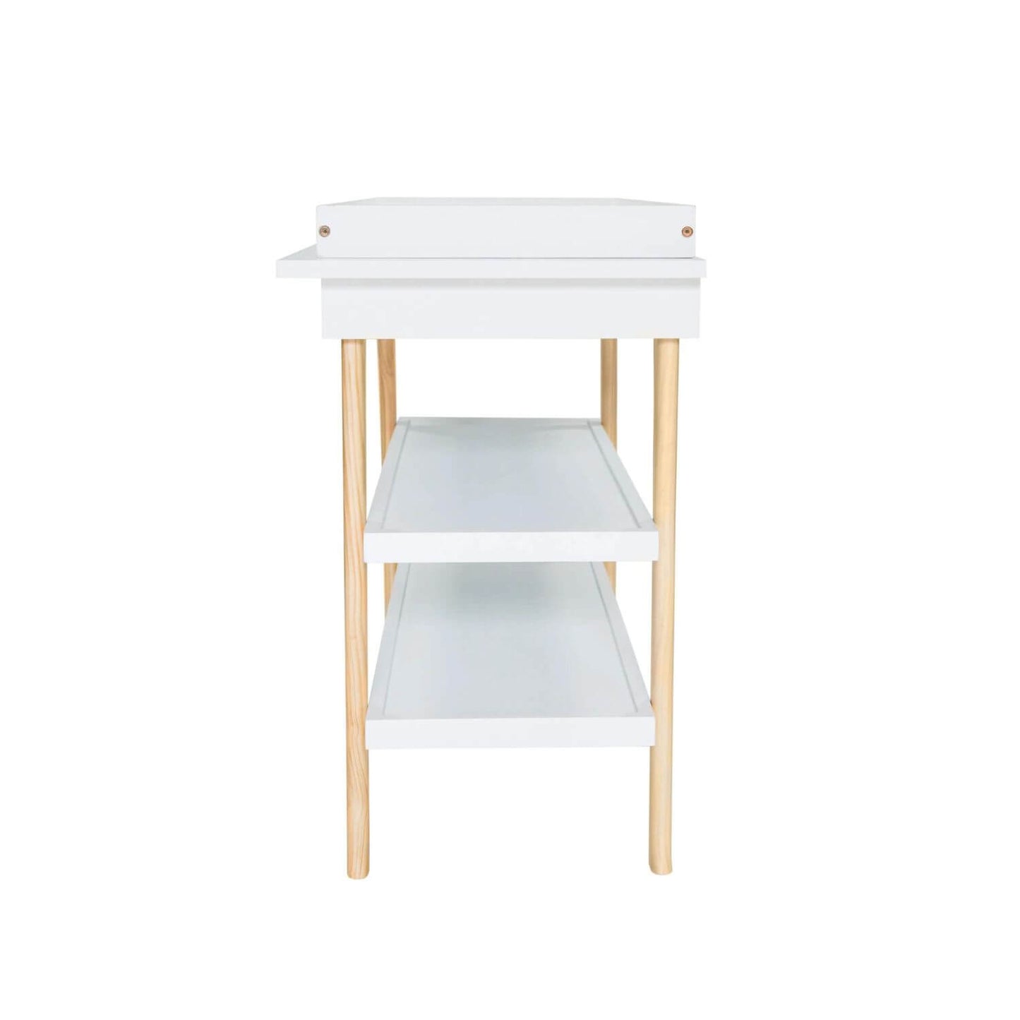 Milk Street Branch Open Shelf Changer Table Natural with Snow - Side View