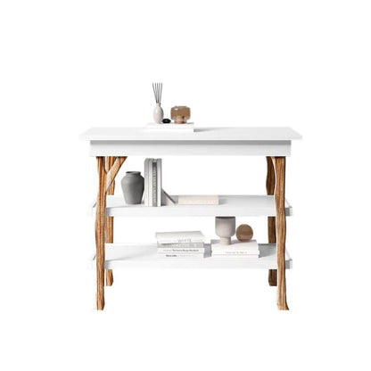Milk Street Branch Open Shelf Changing Table Acacia with Snow