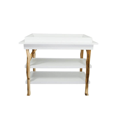 Milk Street Branch Open Shelf Changing Table Acacia with Snow