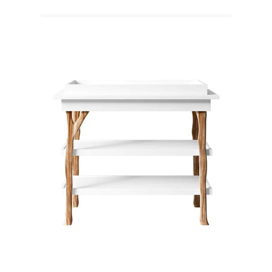 Milk Street Branch Open Shelf Changing Table Acacia with Snow