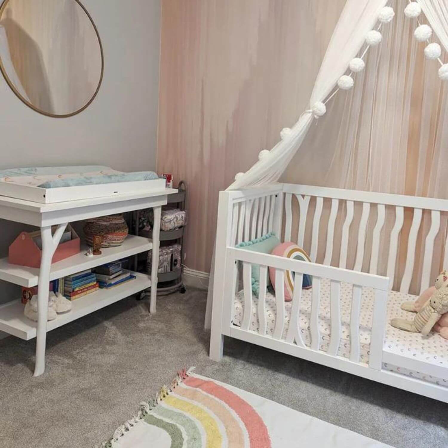 Milk Street Branch Open Shelf Changing Table Snow - Lifestyle