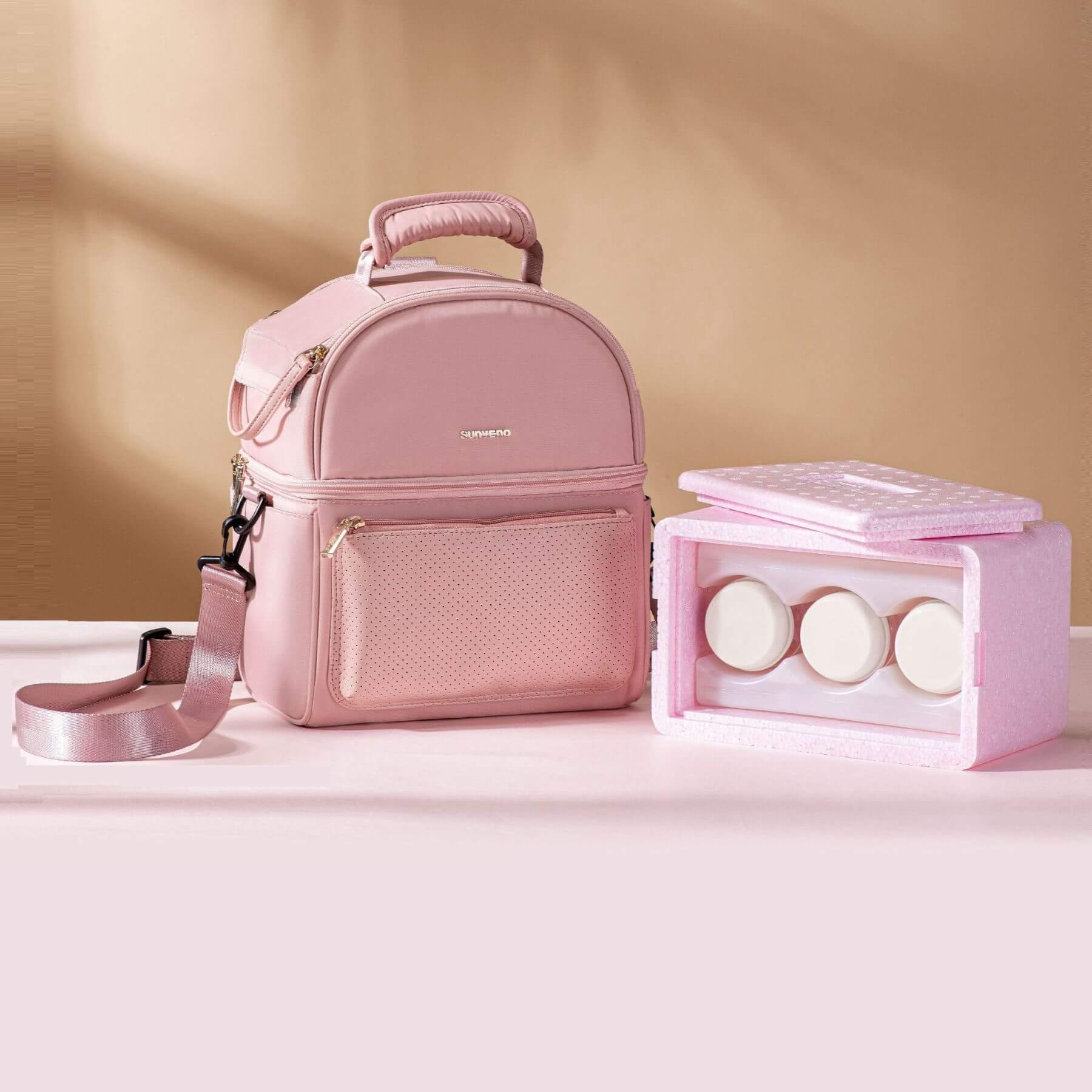 Sunveno Breastmilk Cooler Bag with Detachable Insulation Box Set - Pink