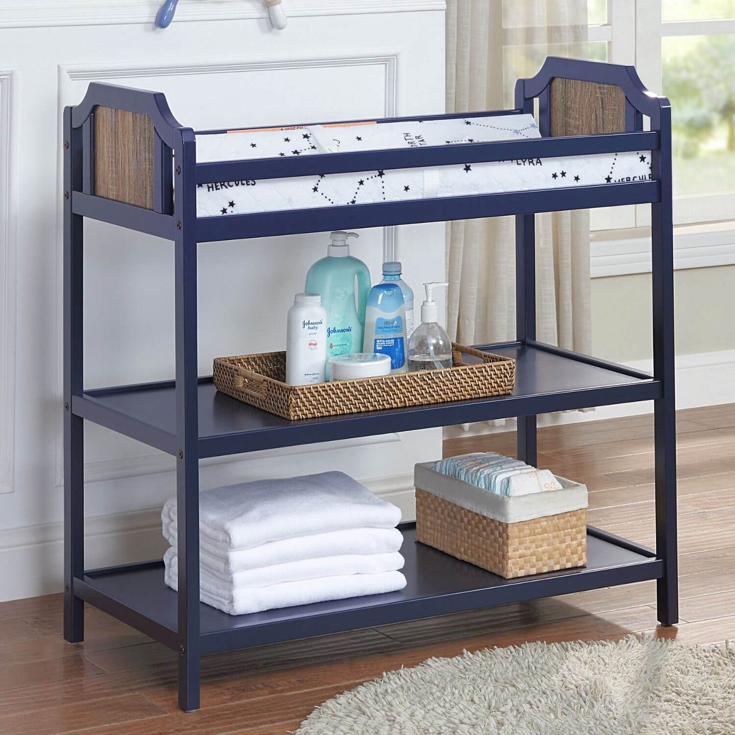 Brees Changing Table Midnight Blue/Brownstone