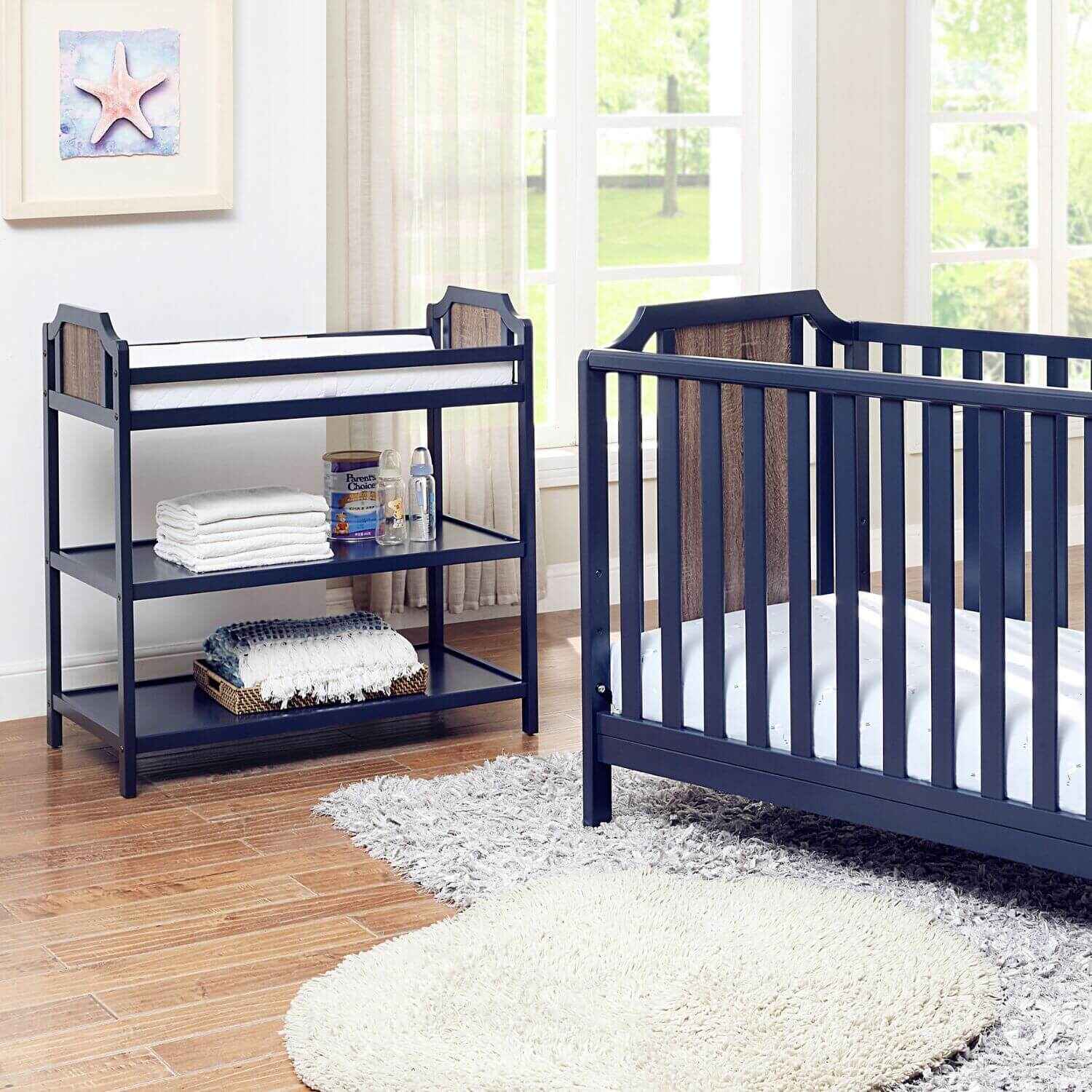 Brees Changing Table Midnight Blue/Brownstone