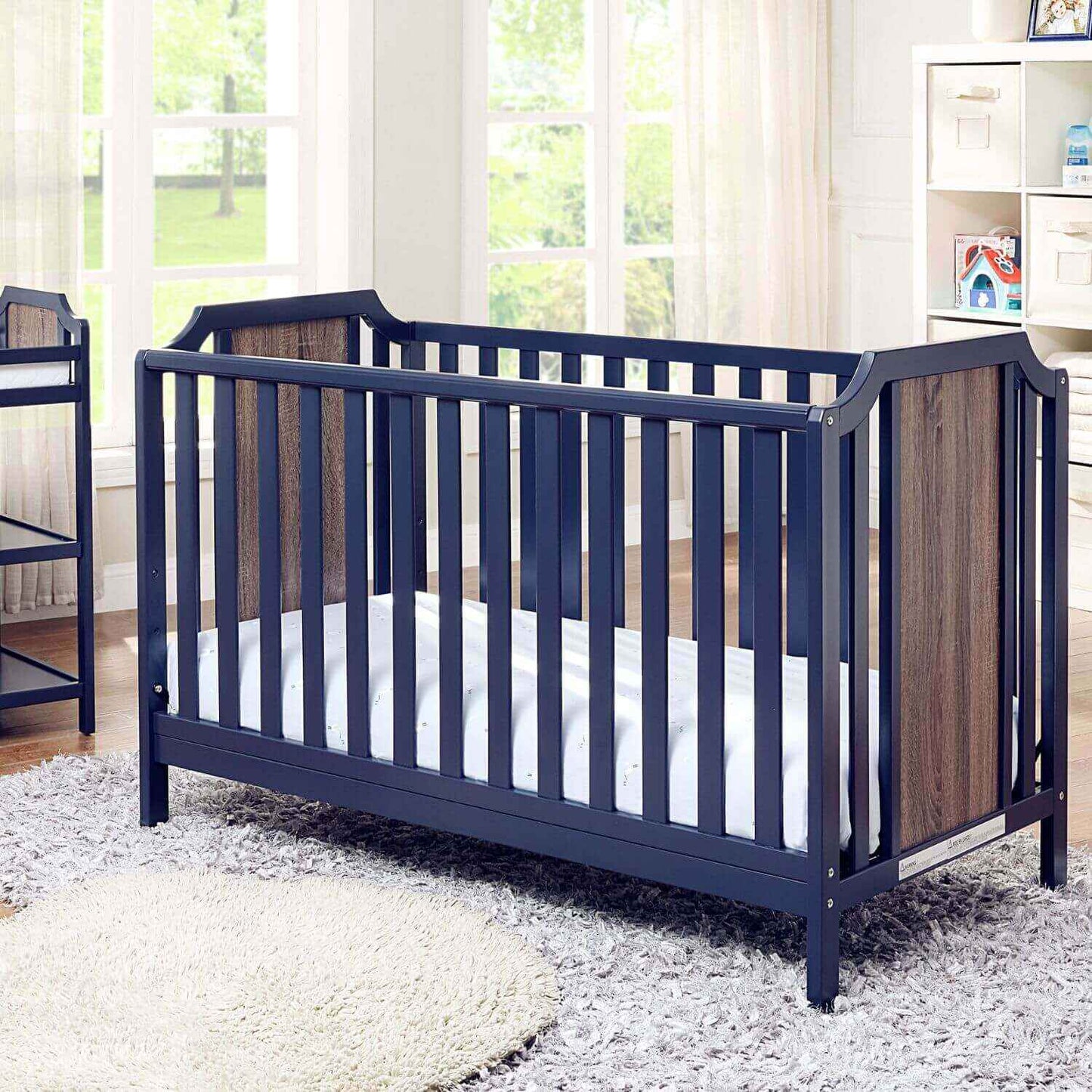 Brees Island 3-in-1 Convertible Crib Midnight Blue/Brownstone