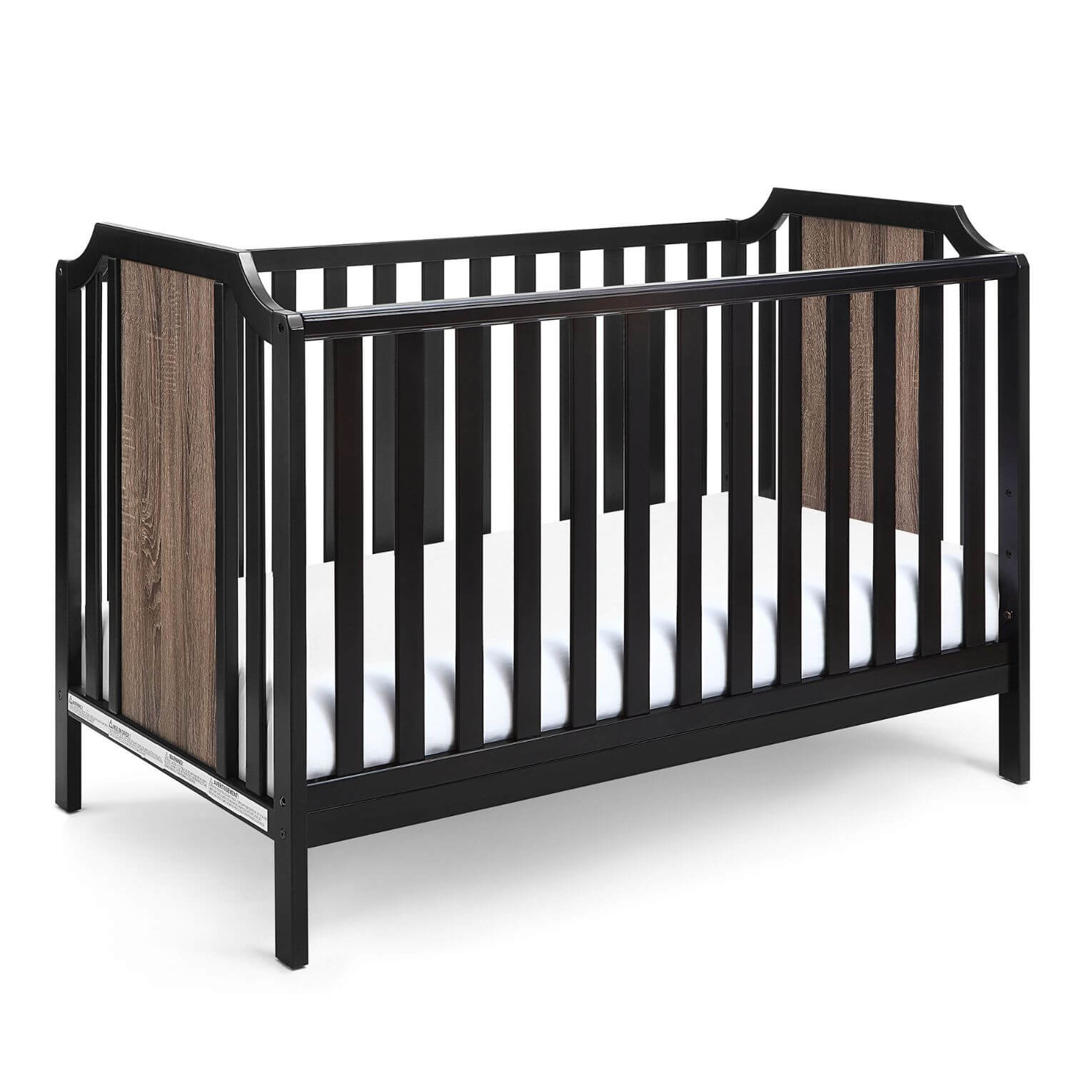 Brees Island 3-in-1 Convertible Crib Black/Brownstone