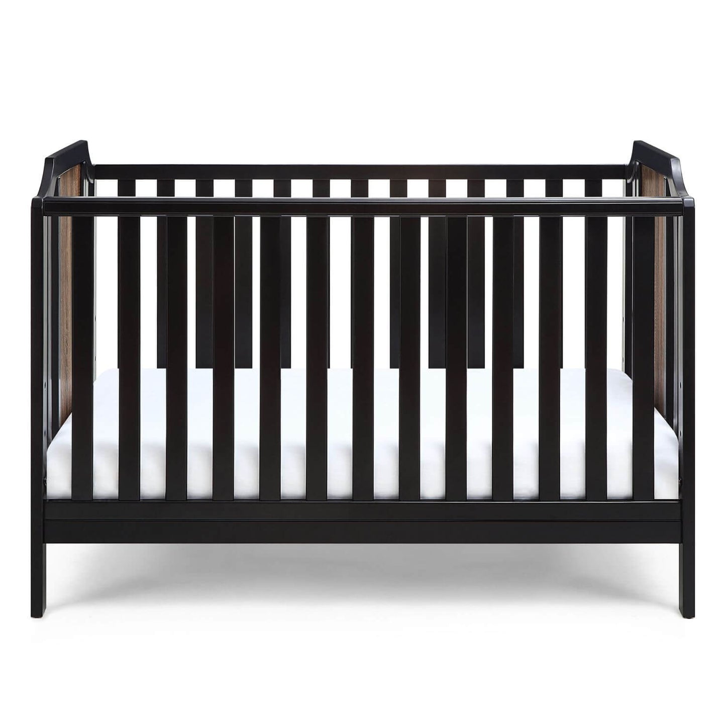 Front View of Brees Island 3-in-1 Convertible Crib Black/Brownstone