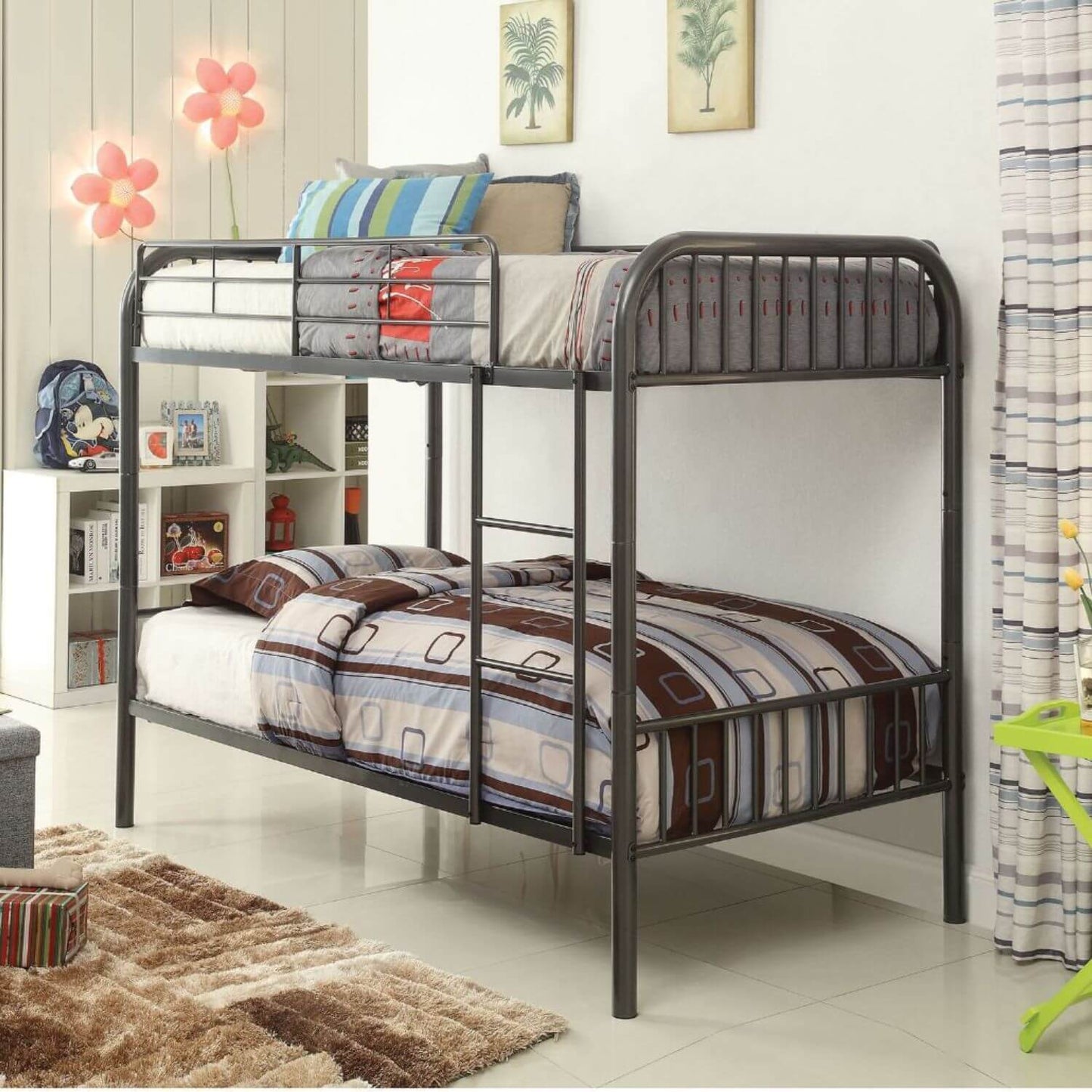 ACME Bristol Metal Frame Twin/Twin Bunk Bed | Gunmetal