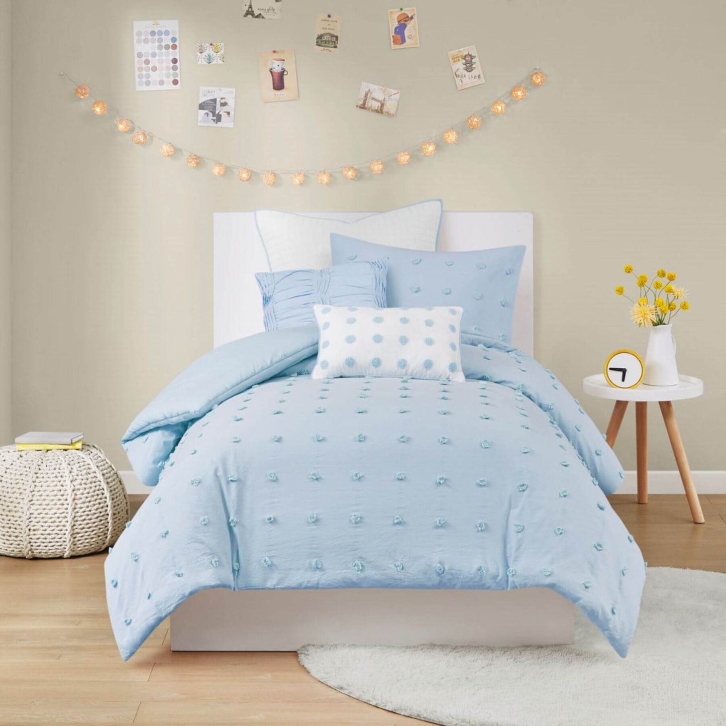 Brooklyn Cotton Jacquard Comforter Set Blue