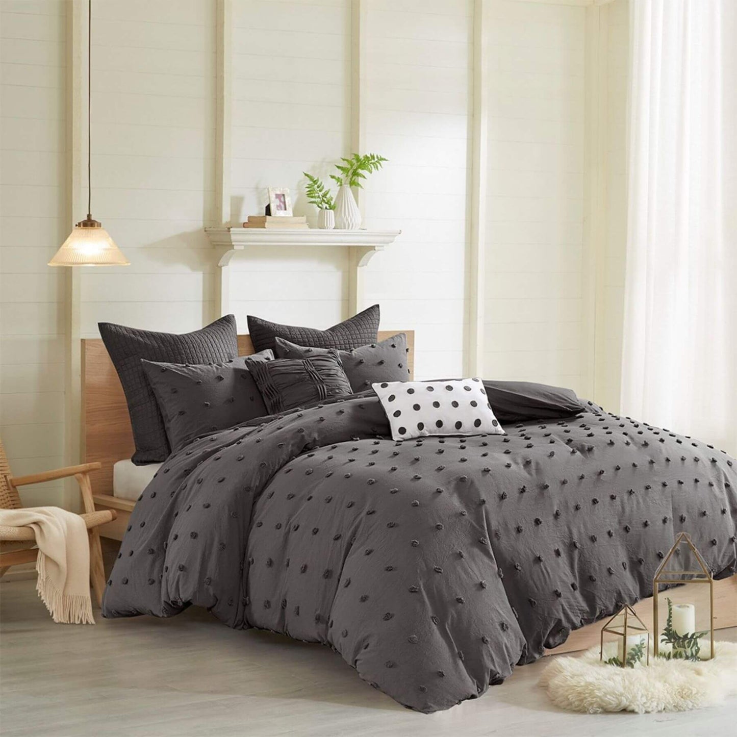 Brooklyn Cotton Jacquard Comforter Set Charcoal