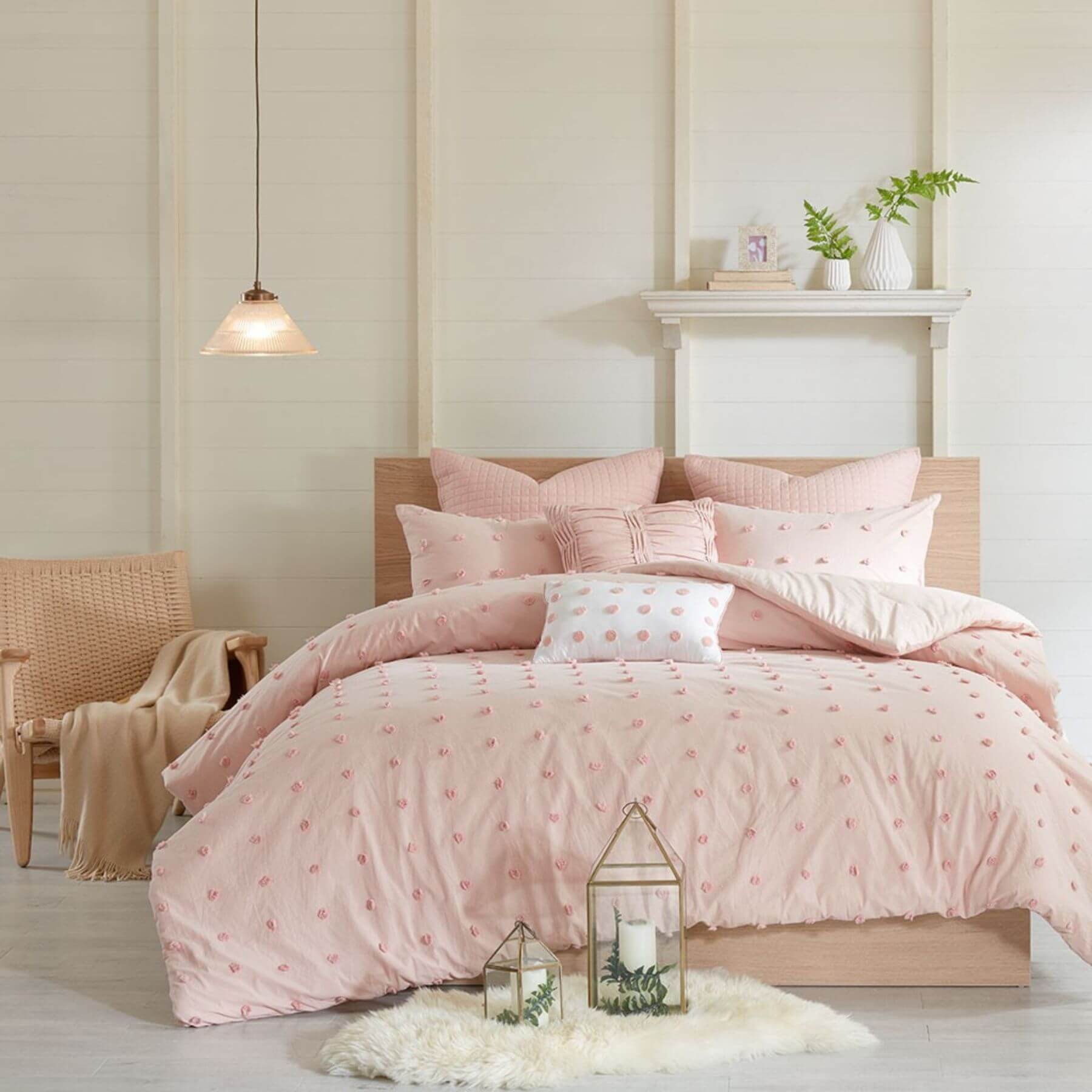 Brooklyn Cotton Jacquard Comforter Set Pink