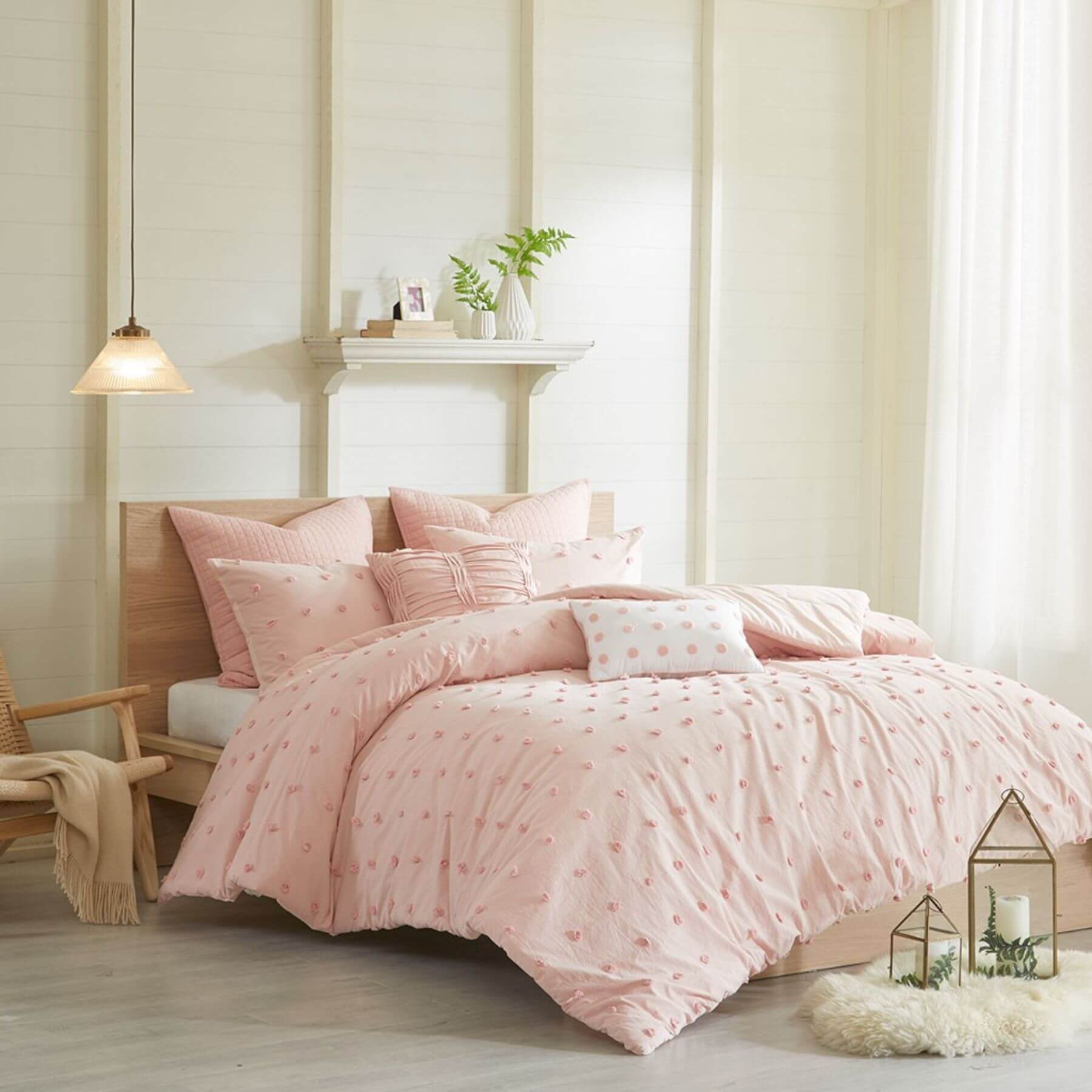 Brooklyn Cotton Jacquard Comforter Set Pink