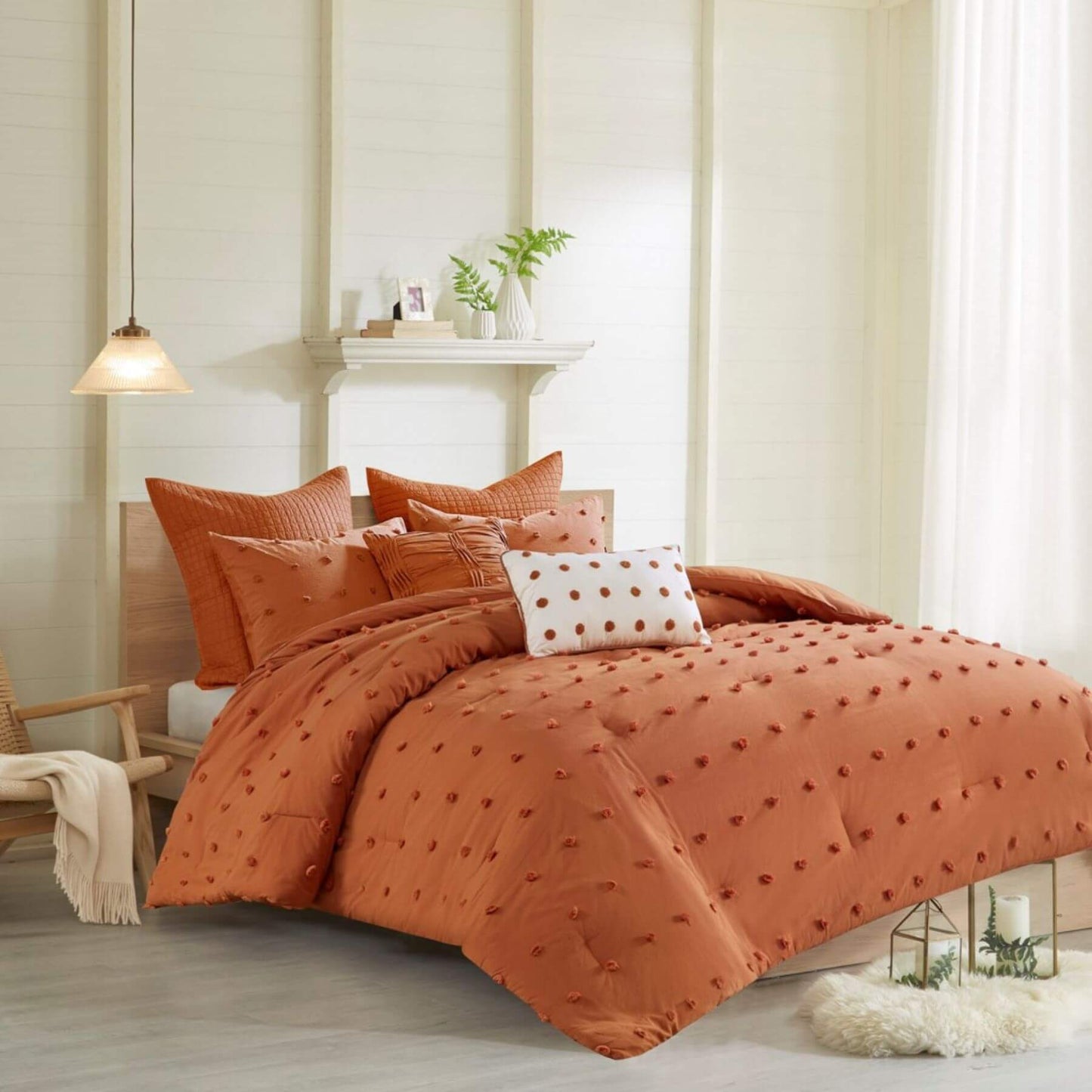 Brooklyn Cotton Jacquard Comforter Set Rust