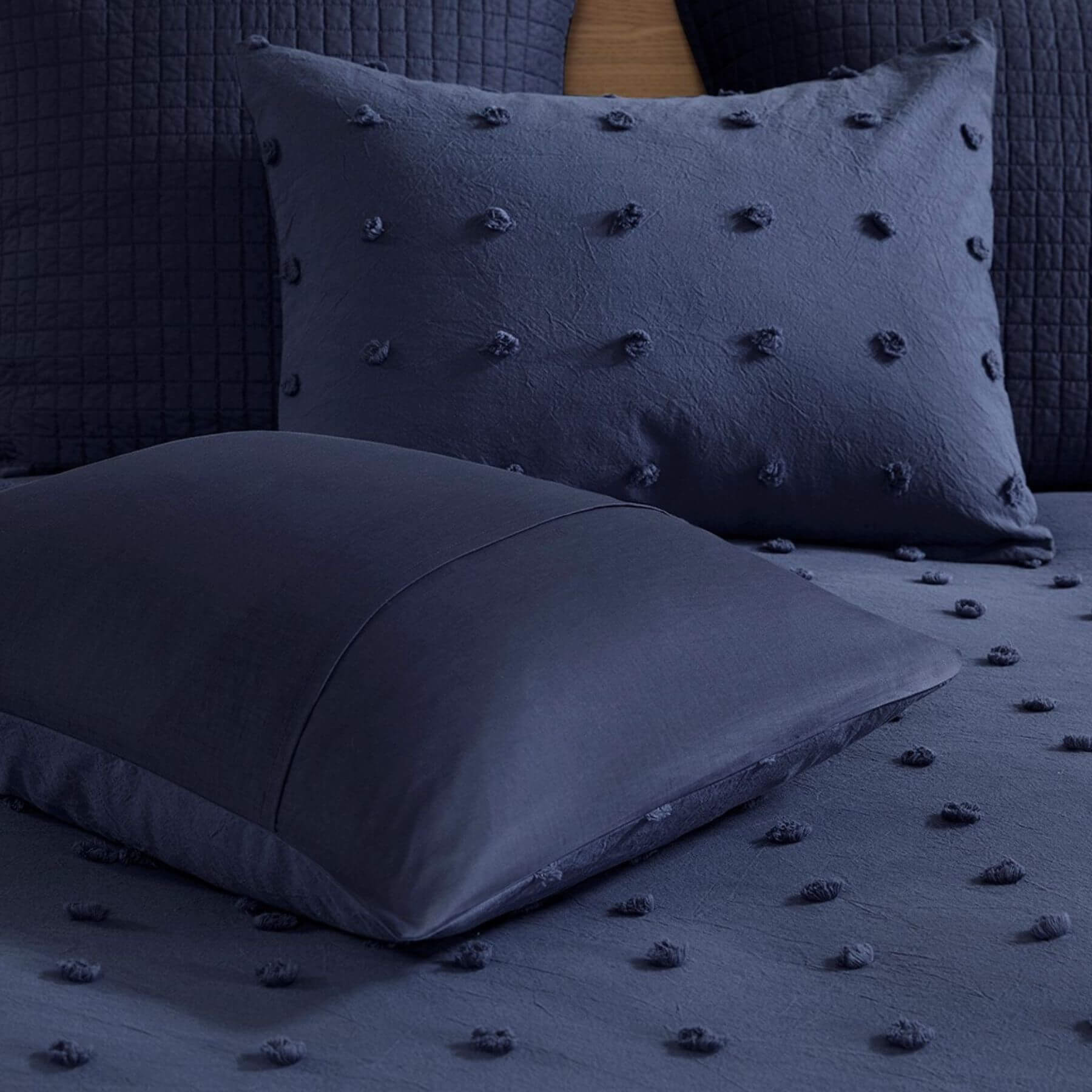 Brooklyn Cotton Jacquard Shams Navy